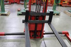 Mobile Pallet Truck B60-CSA Electric Stacker Lift Truck, 1,500 # Cap, 42" Forks, 60" Max Height, 12 Volt Battery, Charger, Extended Outriggers