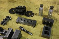 Workholding Assorted Items: (2) Vises, Keyless Drill Chuck, Blocks, Adjustable Work Stands, Sine Bar, and More