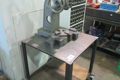 Ratcheting Arbor Press, 6" Throat, 12" Throat Height on Portable Metal Frame Shop Cart with Contents