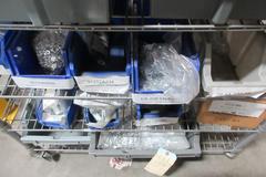 Rolling Wire Shelf with Contents of Assorted Hardware and Fasteners