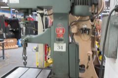 Edlund Model 2F15 30" Floor Model Drill Press, 15" Throat, 6" Hand Quill Feed, 38"x24.5" Adjustable Height Work Table with Oil Gutters, Variable Spindle Speeds 100-2400 RPM, 2HP Drive Motor, Remote Foot Jog