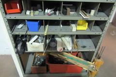 Metal Shelving Unit with Contents including Hardware, Threaded Rod and MORE