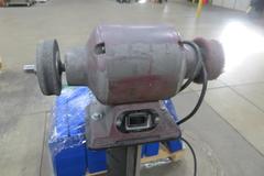 Double End Pedestal Grinder with Stone Wheel and Buffing Wheel