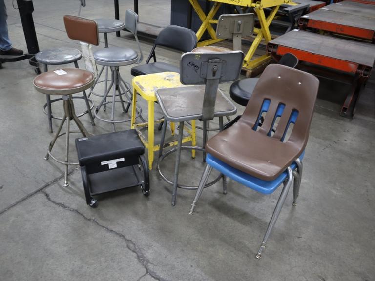 Assorted Shop Stools and Chairs