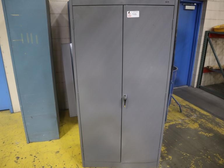 Tennsco 2 Door Metal Cabinet with Hard Hats, Clean Room Suits, and Other PPE Items