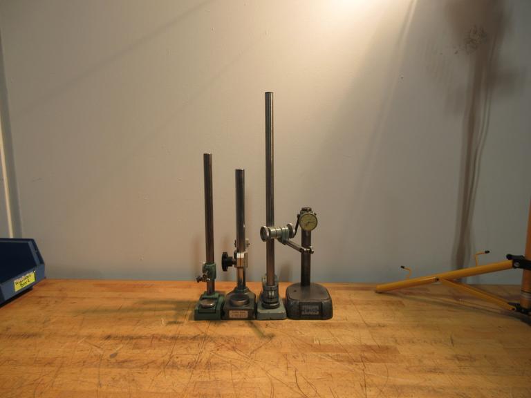 Various Height Gage Stands 10"-25" (4); 1 Mitutoyo, 1 Tumico w/ Indicator, 2-No Name