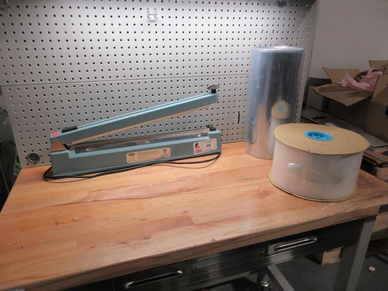 Uline H-1250 Bag Sealer 20", with 6" and 16" Plastic Bag Rolls