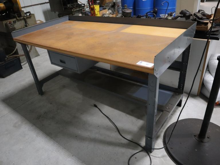 Workbench, Adjustable Height, Lower Shelf, Metal Drawer