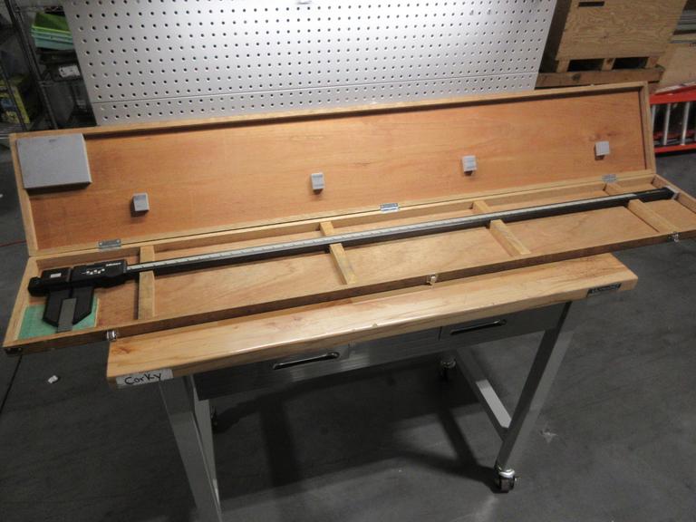 Mitutoyo Electronic Caliper: 1500.00 mm, 60", 0.01 mm, 0.0005" Resolution, Calibrated, Data Output, Carbon Fiber Reinforced Plastic, Model CFC-P60" 552-315, In Wood Case