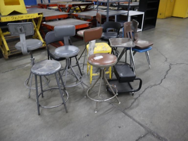 Assorted Shop Stools and Chairs