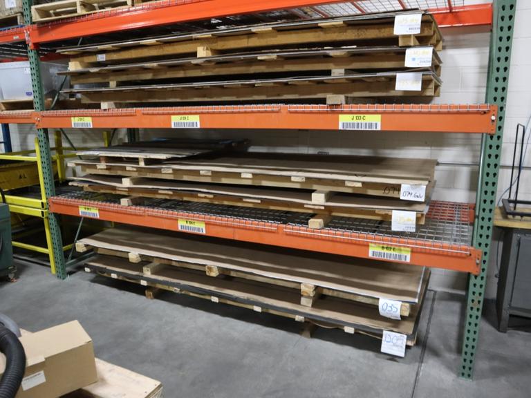 Assorted Flat Stock Sheet Metal Various Types and Thickness 48" x 120 Nominal Size and Pieces,  ** Racking Not Included**