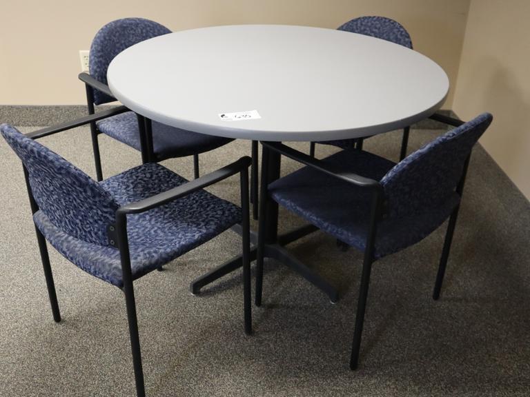 42" Round Laminate Top Office Table With 4 Chairs