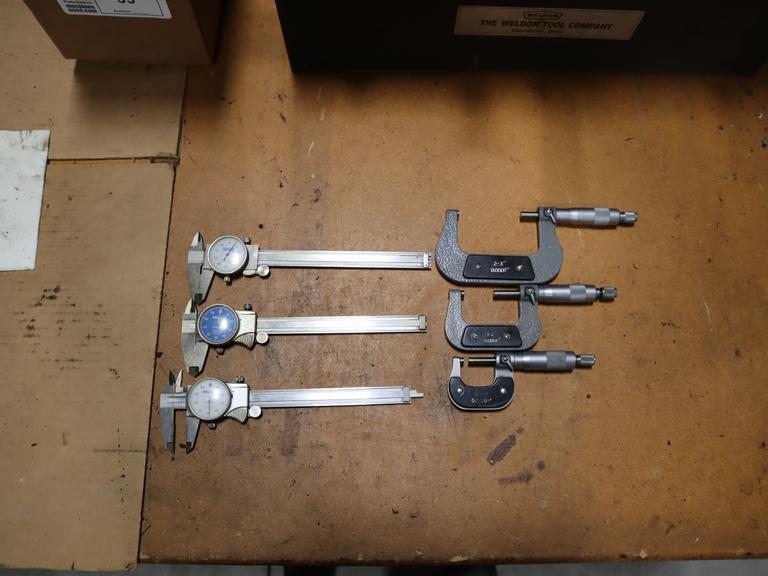 (3) 6" Verneer Calipers - Dial Type; (3) Micrometers 0-1, 1-2, 2-3"