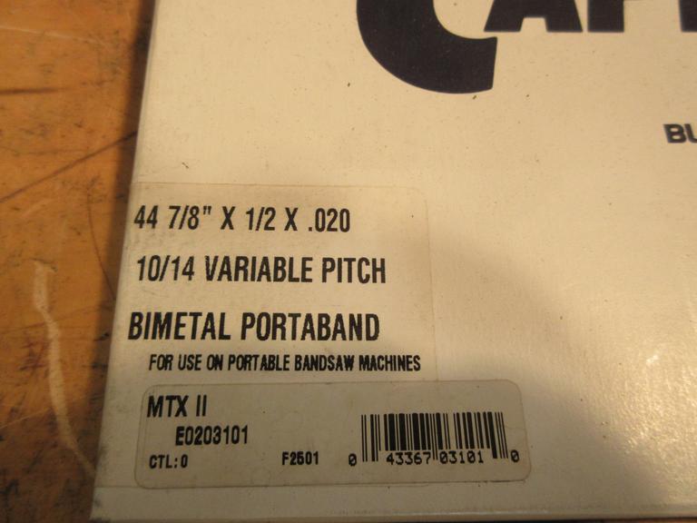 Capewell Heavy Duty Portable Bandsaw Blades 44-7/8" x 1/2" x .020", 2 New In Box