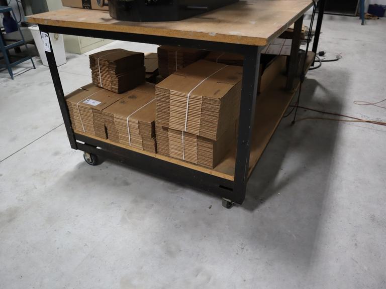 Large Heavy Duty Rolling Table W/ Drafting Table *Cardboard Boxes Not Included