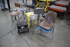 Assorted Shop Stools and Chairs