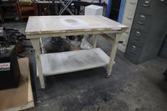 Metal Portable Work Table with Particle Board Top