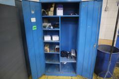 2 Door Metal Cabinet with Assorted Air Tools, Flashlights and Abrasives