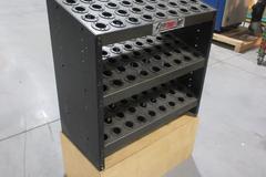 Huot Super Tower 135 Pocket 40 Taper Tool Holder Rack on Wooden Riser