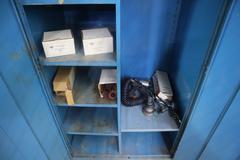 2 Door Metal Cabinet with Assorted Air Tools, Flashlights and Abrasives