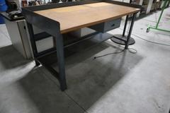 Workbench, Adjustable Height, Lower Shelf, Metal Drawer