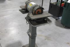 Baldor Double Tool Grinder On Pedestal Stand 6" Cupper Wheels, Tilting Work Tables w/ Drip Pans & Work Light