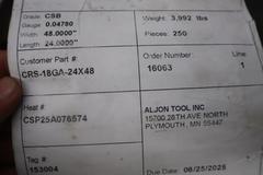 Steel Sheet Material, (1) Stack of CSB .0478" x 48" x 24", (Approx 8" of Material)