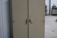 Matal Cabinet with Contents - Cleaning Supplies, Compressor Oil and More