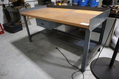 Workbench, Adjustable Height, Lower Shelf, Metal Drawer