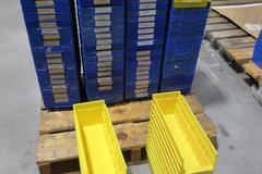 Plastic Storage Bins, 7x12x4" (Approx 88 pcs), 4x4x12" (Approx 24 pcs)