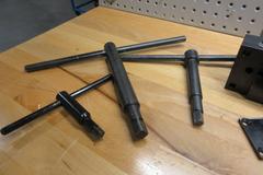 Global CNC Mazak Static Lathe Tool Blocks, (1) QT200-8425, (1) NEX350-8435, with 3 Manual Lathe Chuck Handles 3/8,7/16, & 9/16" Drive