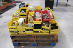 Hardware and Fasteners in Plastic Bins, Various Types, Nuts and Bolts, Screws, Plastic Plumbing Fittings, Threaded Rod, Set Screws
