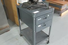 Tip Shear Pin Shearing Machine on Rolling Steel Cart with 2 Drawers