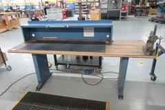 Long Butcher Block Top Work Bench with Shelf and 4.75" x 5" Arbor Press