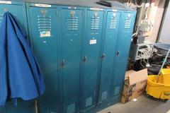 Metal Lockers (1) 5 Section Unit, with Upper Shelf and Coat Hangers