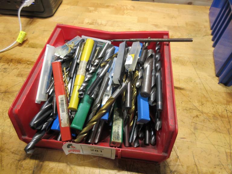 Bin Of Tooling; Drills, Taps, Reamers. Assorted
