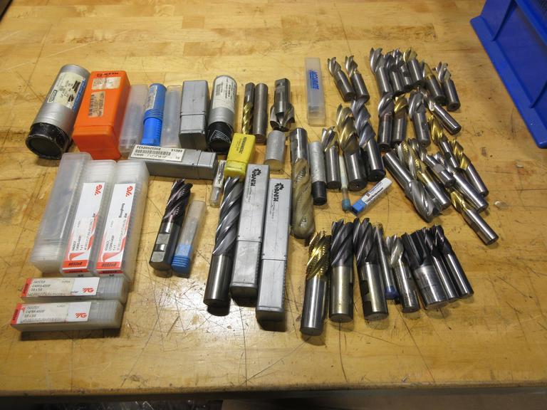 Mill Cutting Tools, End Mills Mostly High Speed Steel, Some Carbide, Used and New, Some Resharpened