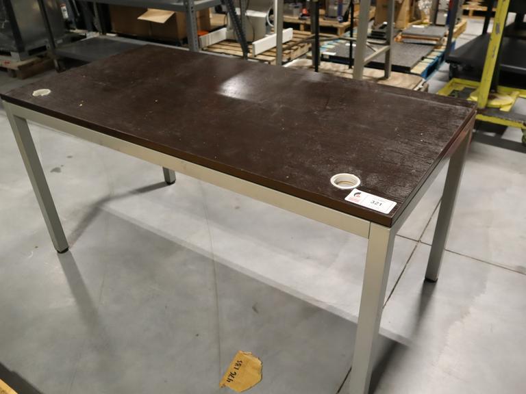 Laminate Top Work Table, Cable Management Holes