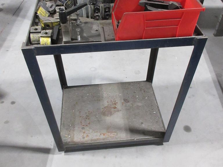 Portable Metal Rolling Cart; Including Contents, Clamp Down Hardware, Cat30 Toolholder Vice