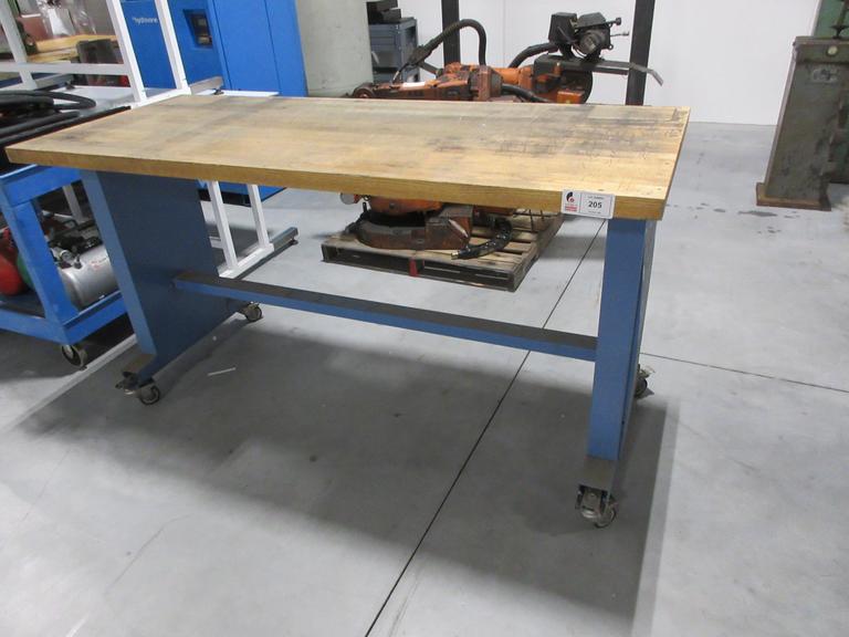Workbench Heavy Duty Wooden Top, On Wheels