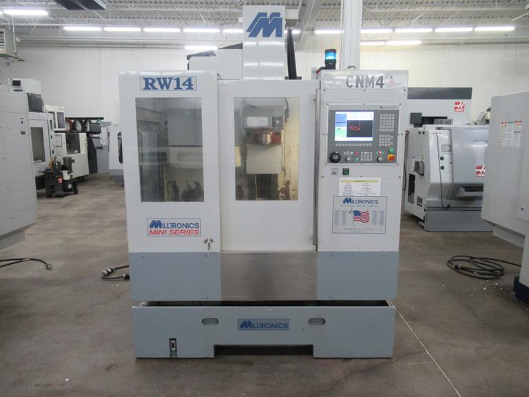 Milltronics RW-14 CNC Vertical Machining Center, 24" X 14" X 20.5", CT 40 Taper, Series A, 8K RPM, Milltronics 8200 CNC Control