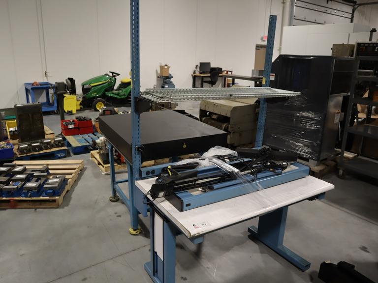 IAC workbench With Shelving, Florecent Lighting, Outlet Strip, Adjustable Wire Shelfs, Manual Adjustable Height
