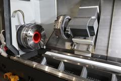 Haas ST-55 CNC Lathe Turning Center, 12.5" Hole, 12 Station Turret, Tailstock, (2) 26" Chucks, 1,000 PSI Coolant - NEW 2023 - LIKE NEW ONLY 10 Spindle Hours!