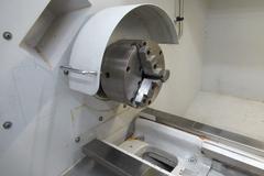 Milltronics ML16 CNC Engine Lathe, 8200 CNC Control, 8 Station Turret, Tailstock, 3-Jaw Chuck, Coolant, Enclosure