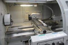 Milltronics ML16 CNC Engine Lathe, 8200 CNC Control, 8 Station Turret, Tailstock, 3-Jaw Chuck, Coolant, Enclosure