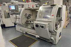 Milltronics ML16 CNC Engine Lathe, 8200 CNC Control, 8 Station Turret, Tailstock, 3-Jaw Chuck, Coolant, Enclosure