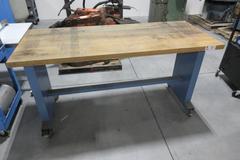 Workbench Heavy Duty Wooden Top, On Wheels