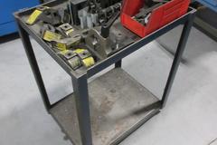Portable Metal Rolling Cart; Including Contents, Clamp Down Hardware, Cat30 Toolholder Vice