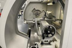 Milltronics ML16 CNC Engine Lathe, 8200 CNC Control, 8 Station Turret, Tailstock, 3-Jaw Chuck, Coolant, Enclosure