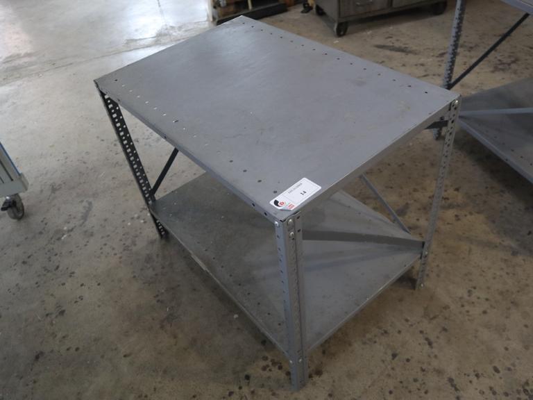 Adjustable Metal Table w Lower Shelf